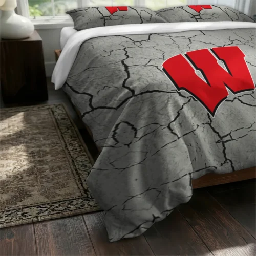 Wisconsin Badgers Cracked Texture Bedding Set Fashion Forward