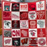 Wisconsin Badgers Quilt Blanket Patchwork Logo Red White
