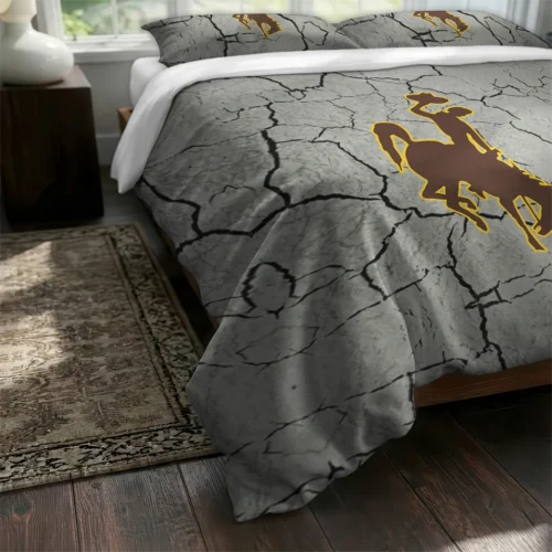 Wyoming Cowboys Cracked Texture Bedding Set Fashion Forward